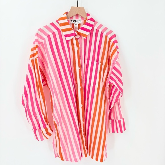 Beach Riot Alexa Top Cotton Sunset Stripes Button Down Large - Picture 1 of 8